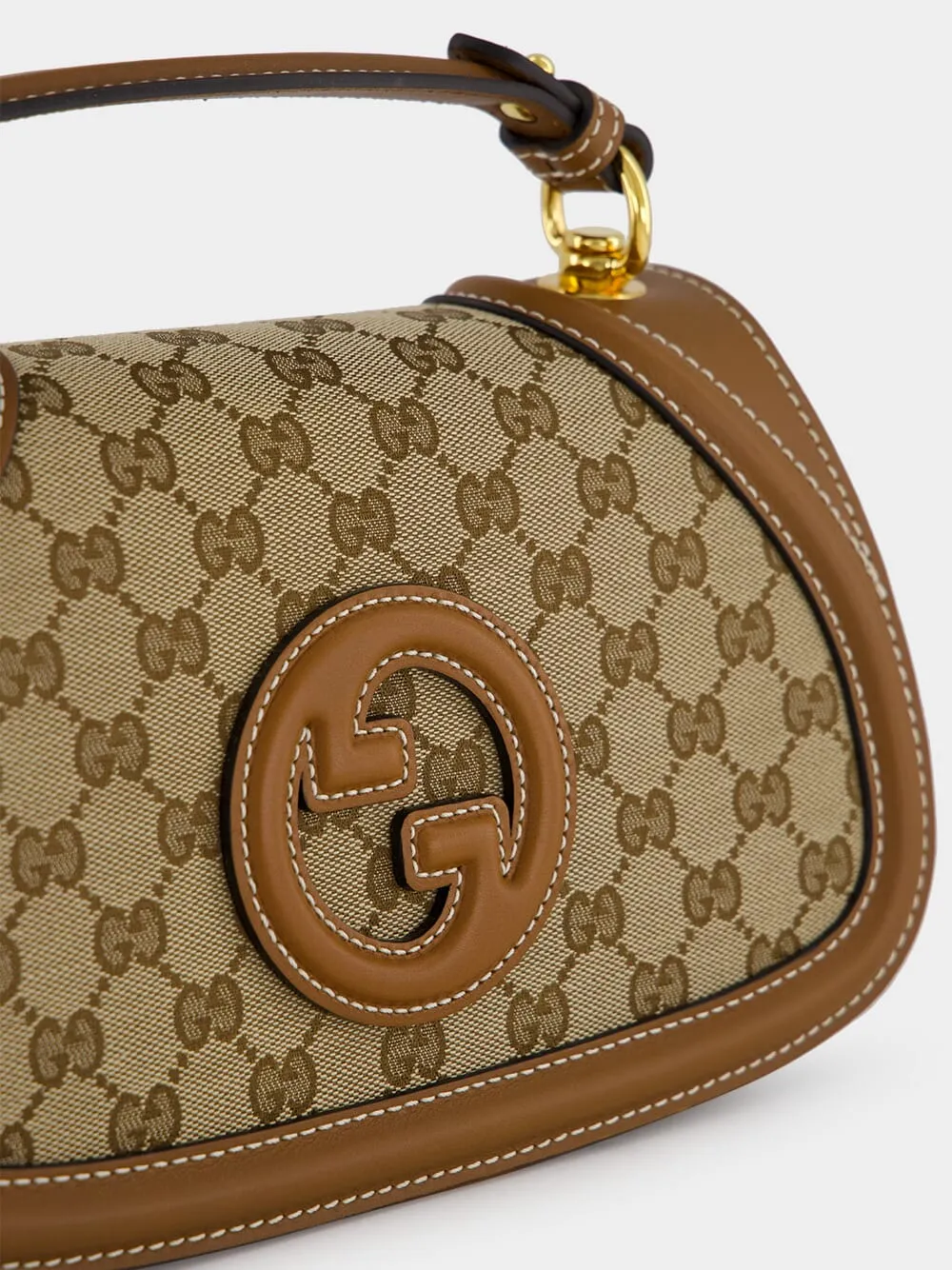 Beige and Dark Brown Blondie Small Top Handle Bag
