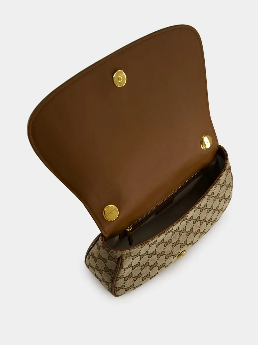 Beige and Dark Brown Blondie Small Top Handle Bag