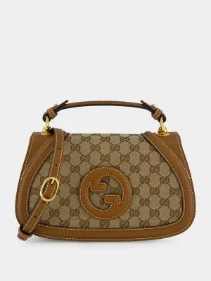 Beige and Dark Brown Blondie Small Top Handle Bag