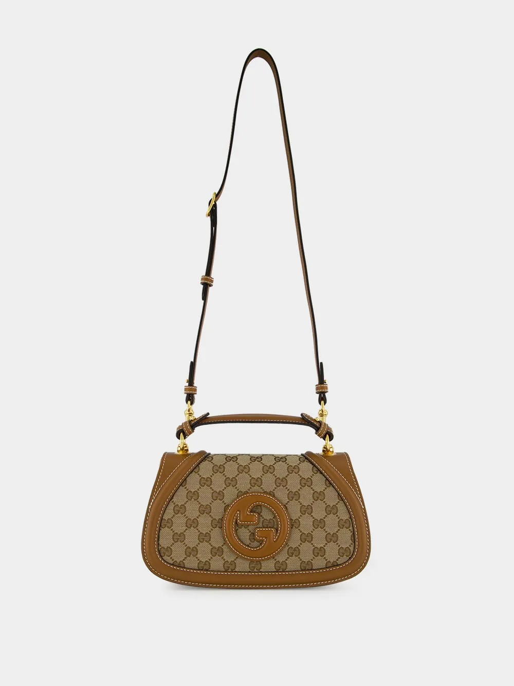 Beige and Dark Brown Blondie Small Top Handle Bag