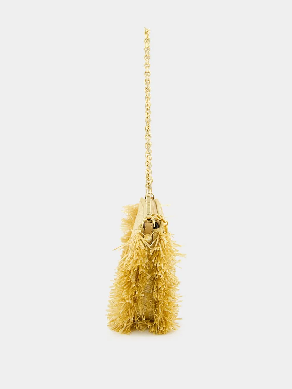 Beige Jacquard Baguette Pouch