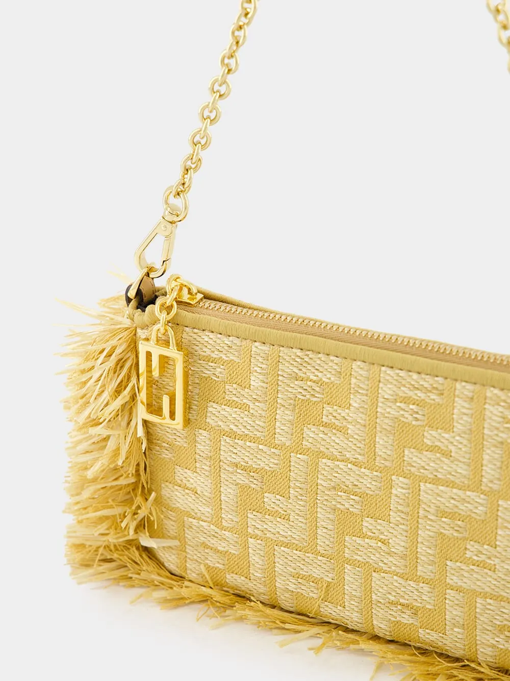 Beige Jacquard Baguette Pouch