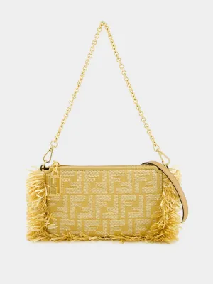 Beige Jacquard Baguette Pouch