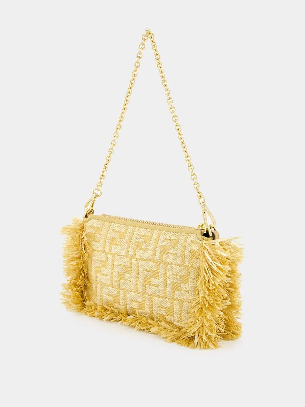 Beige Jacquard Baguette Pouch