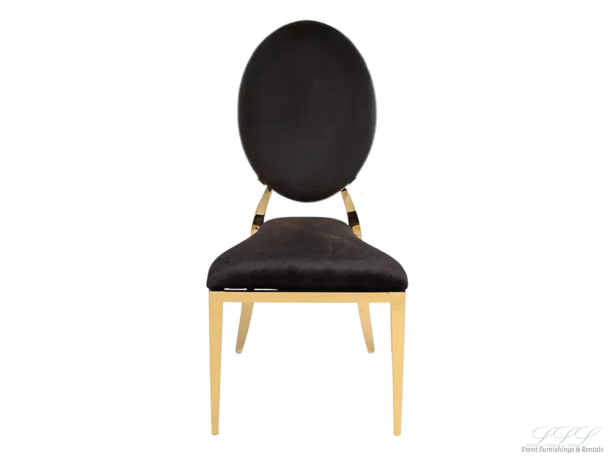 BELLAGIO CHAIR - GOLD W/ BLACK LEATHER CUSHIONS