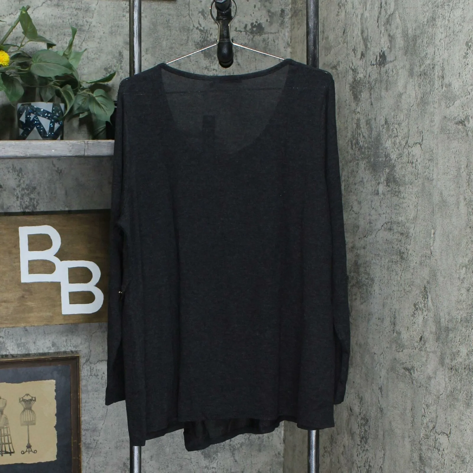 Belldini Plus Size Toggle Trim Hacci Knit Tunic Sweater