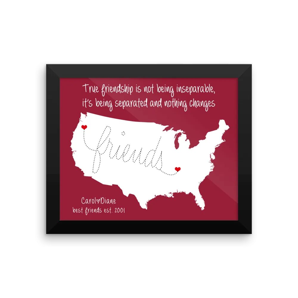 Best Friend Christmas Gift, Lovers, Boyfriend, Girlfriend Long Distance Relationship Map