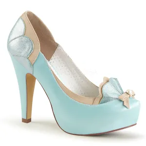 BETTIE-20  Baby Blue-Tan Faux Leather