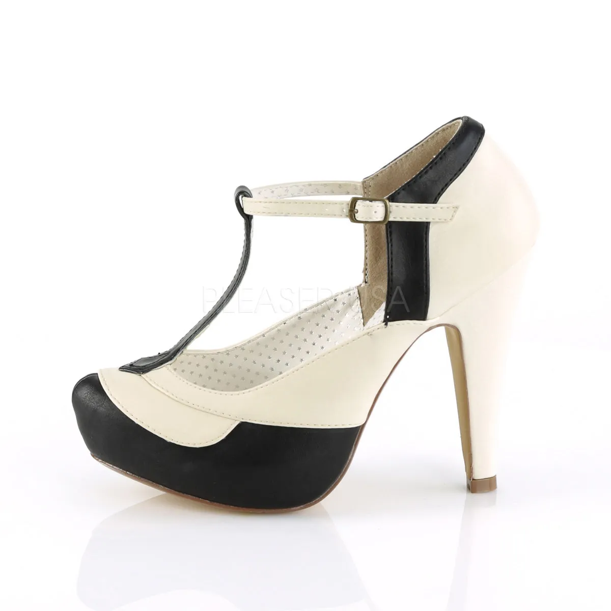 BETTIE-29  Black-Cream Faux Leather