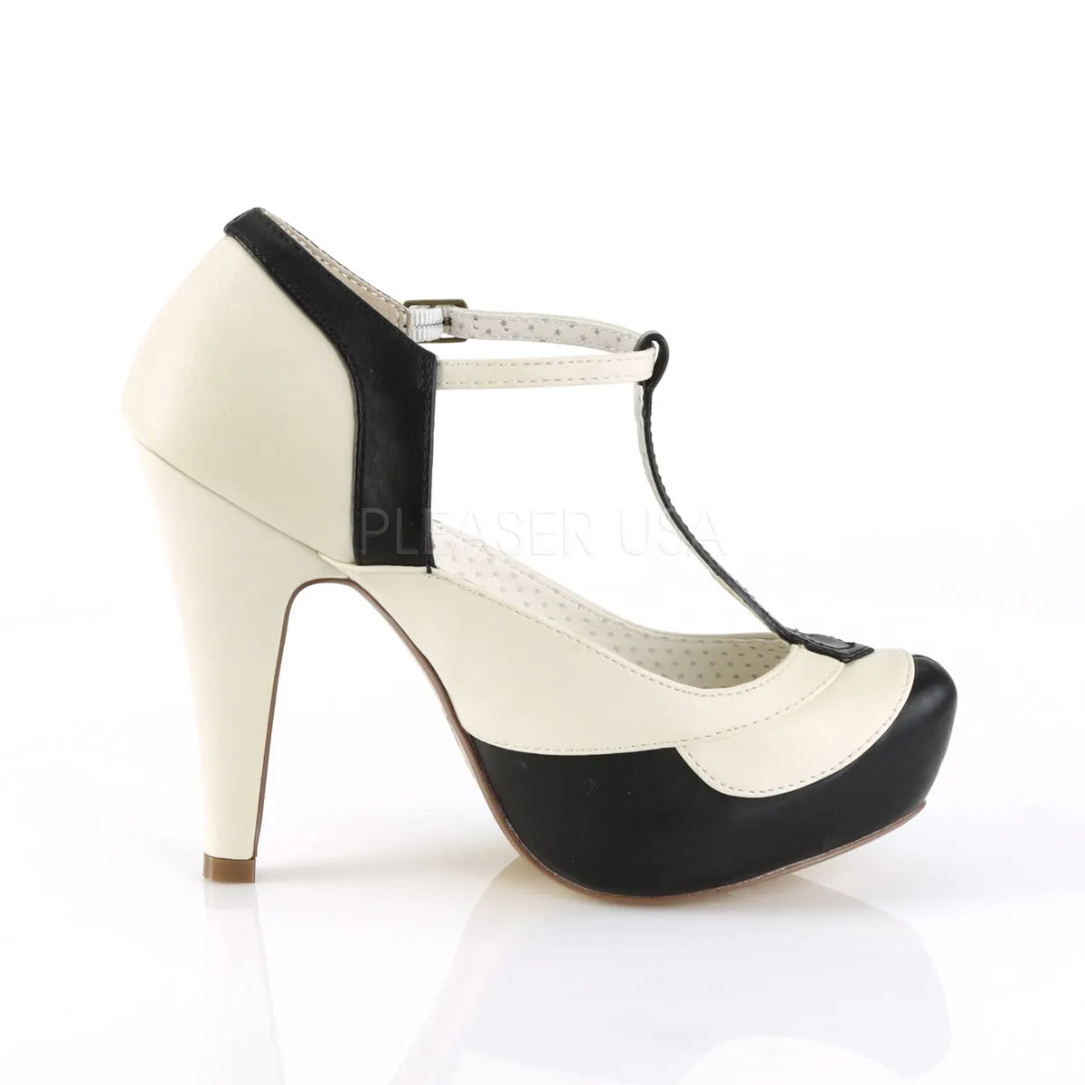 BETTIE-29  Black-Cream Faux Leather