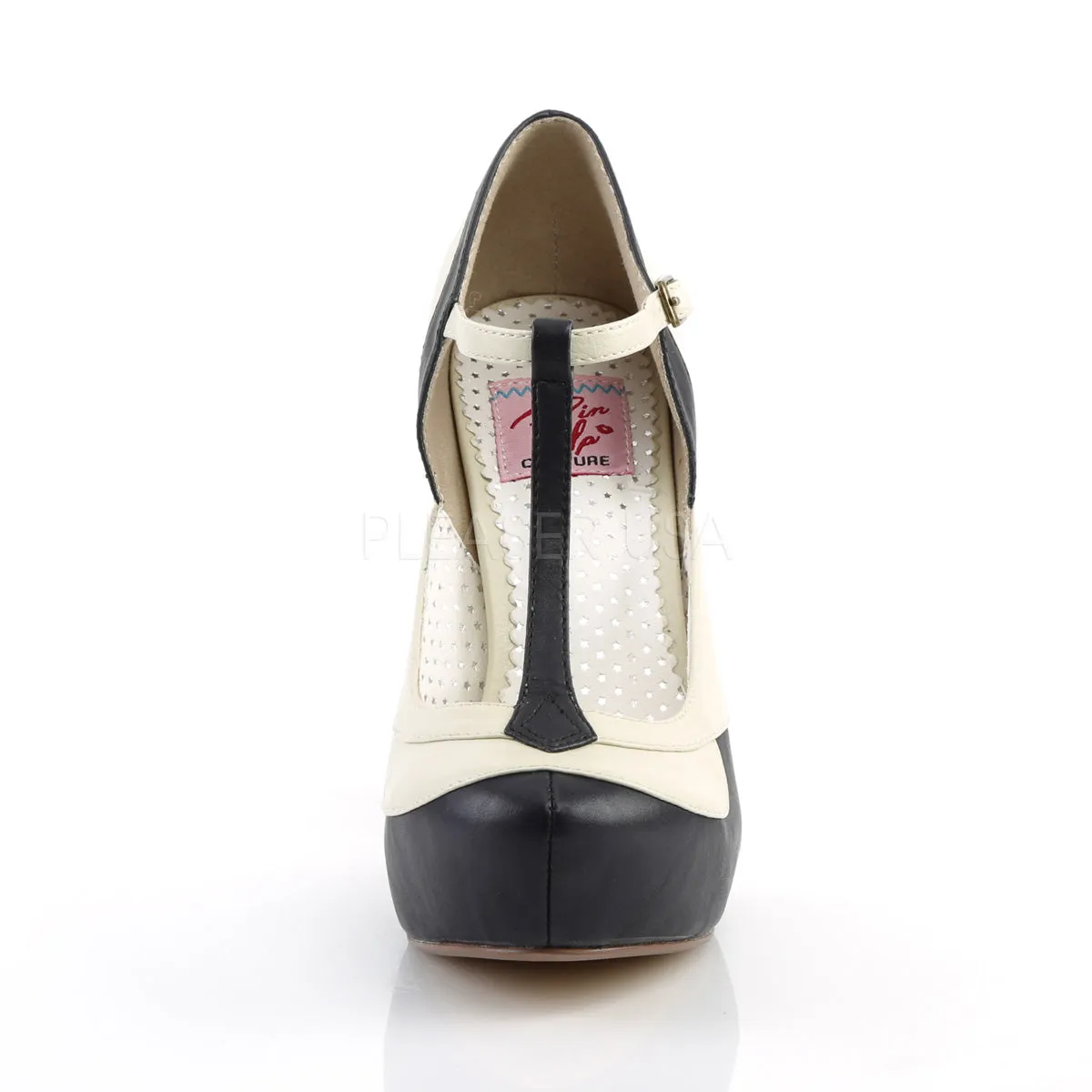 BETTIE-29  Navy Blue-Cream Faux Leather
