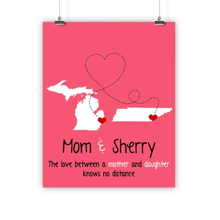 Birthday Christmas Gift For Mom Long Distance Relationship Map