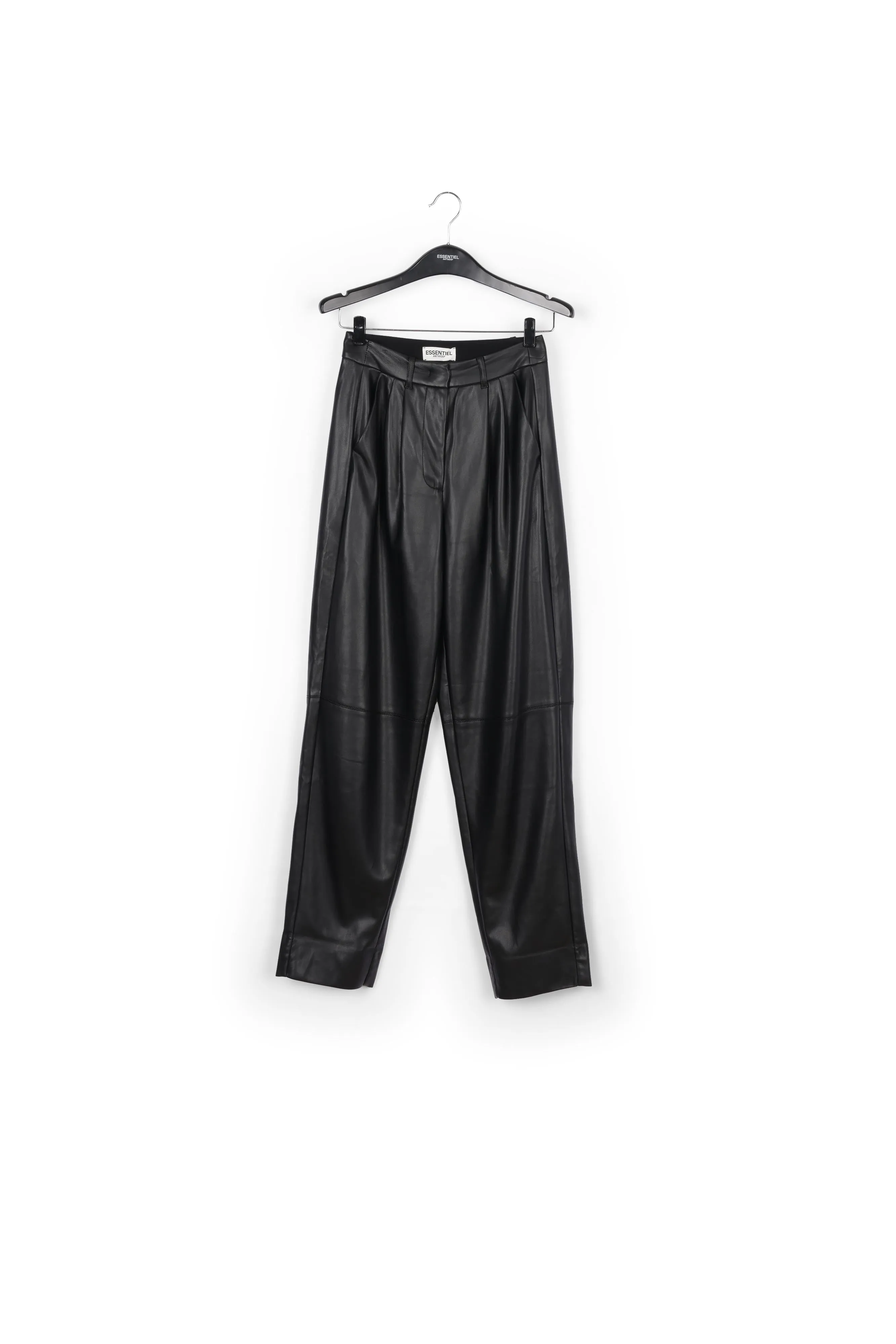 Black faux leather baggy-fit pants