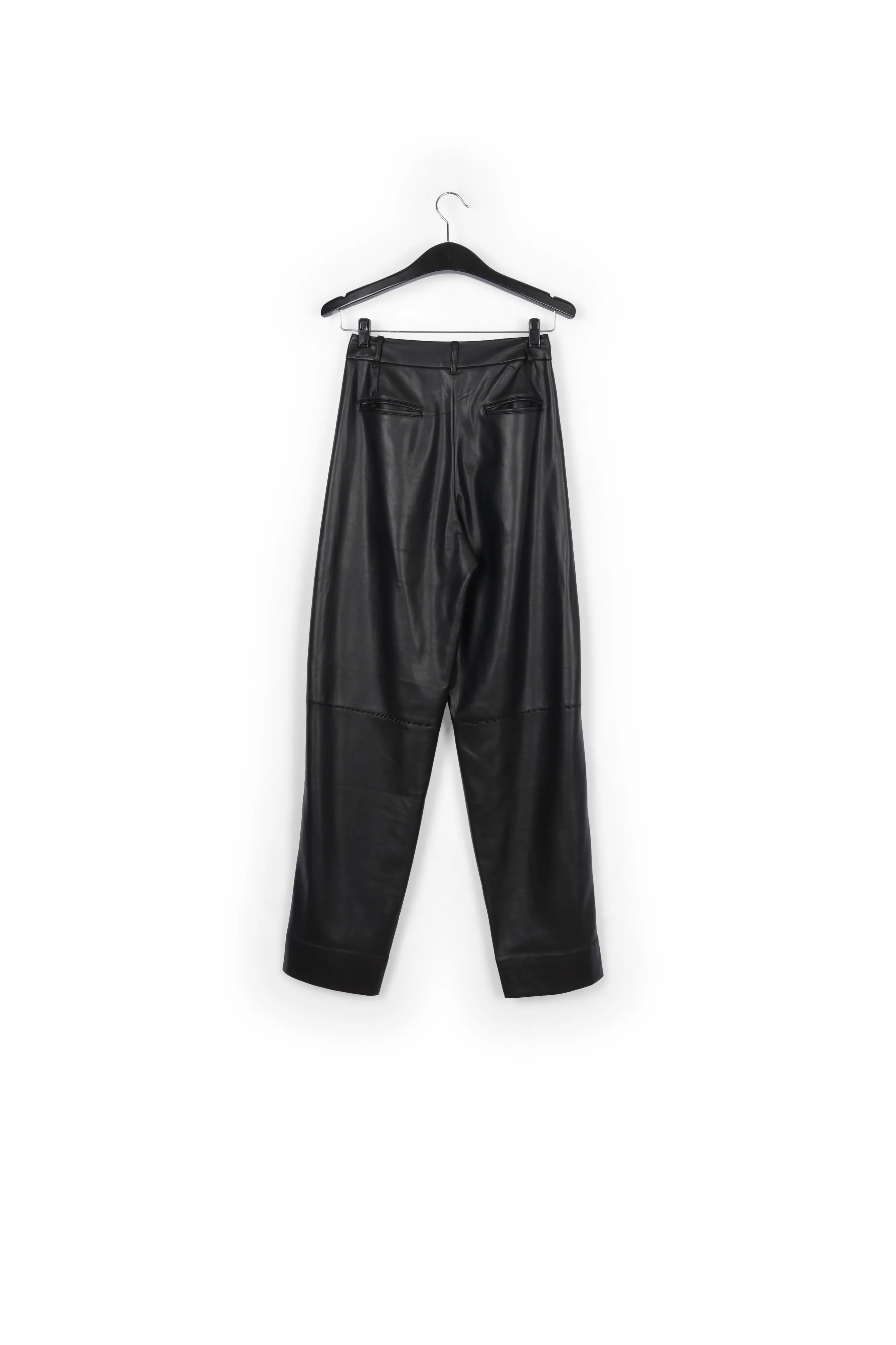 Black faux leather baggy-fit pants
