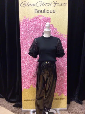 Black Faux Leather Bottoms