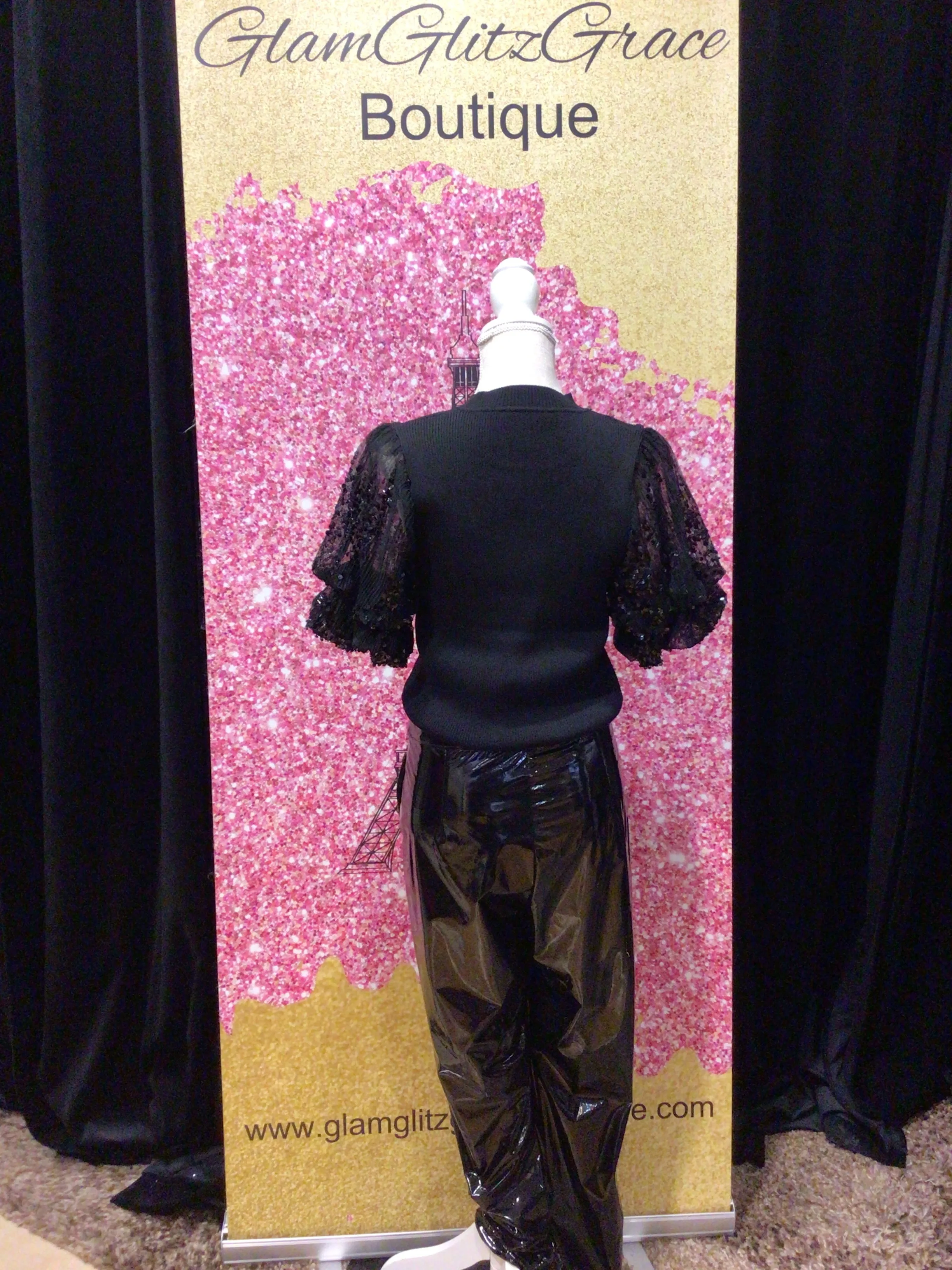 Black Faux Leather Bottoms