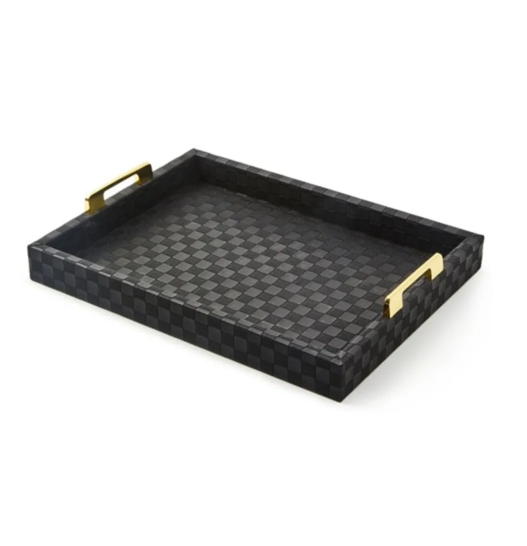 Black Faux Leather Tray Small