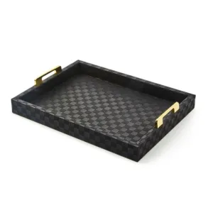 Black Faux Leather Tray Small