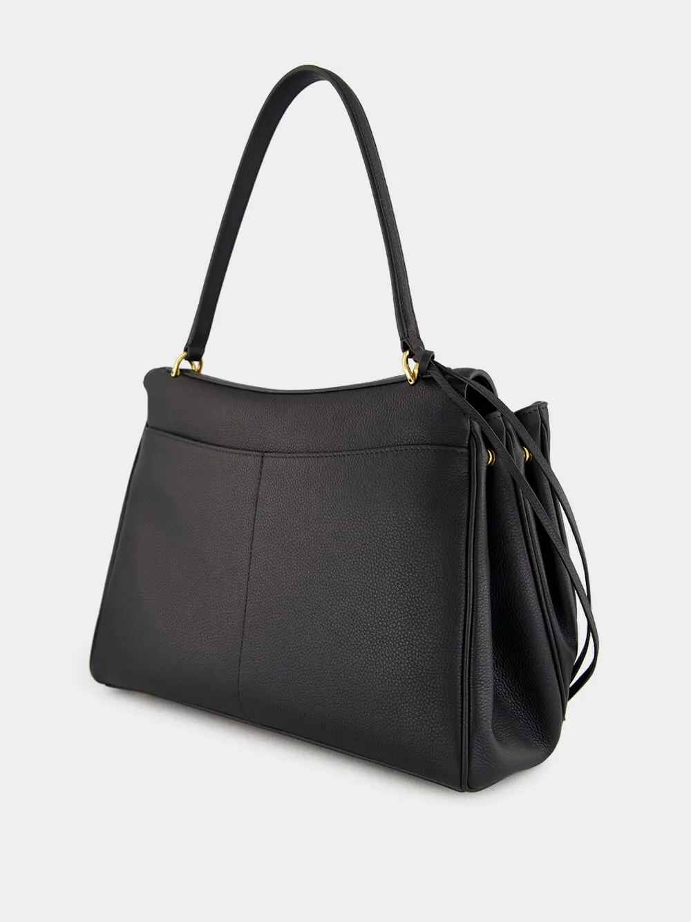 Black Medium Rodeo Grained Calfskin Handbag