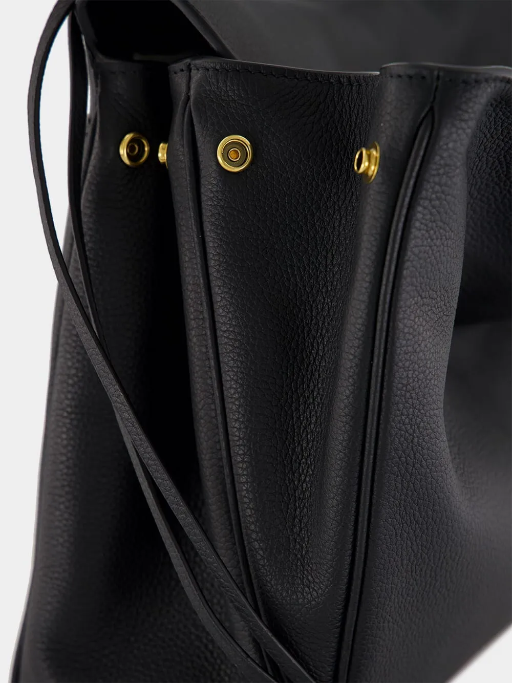 Black Medium Rodeo Grained Calfskin Handbag