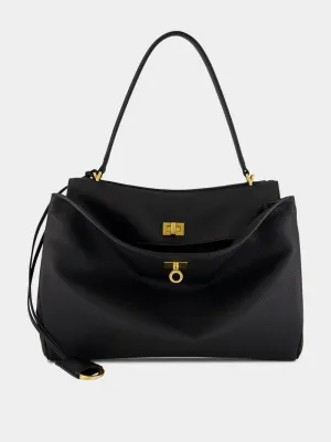 Black Medium Rodeo Grained Calfskin Handbag