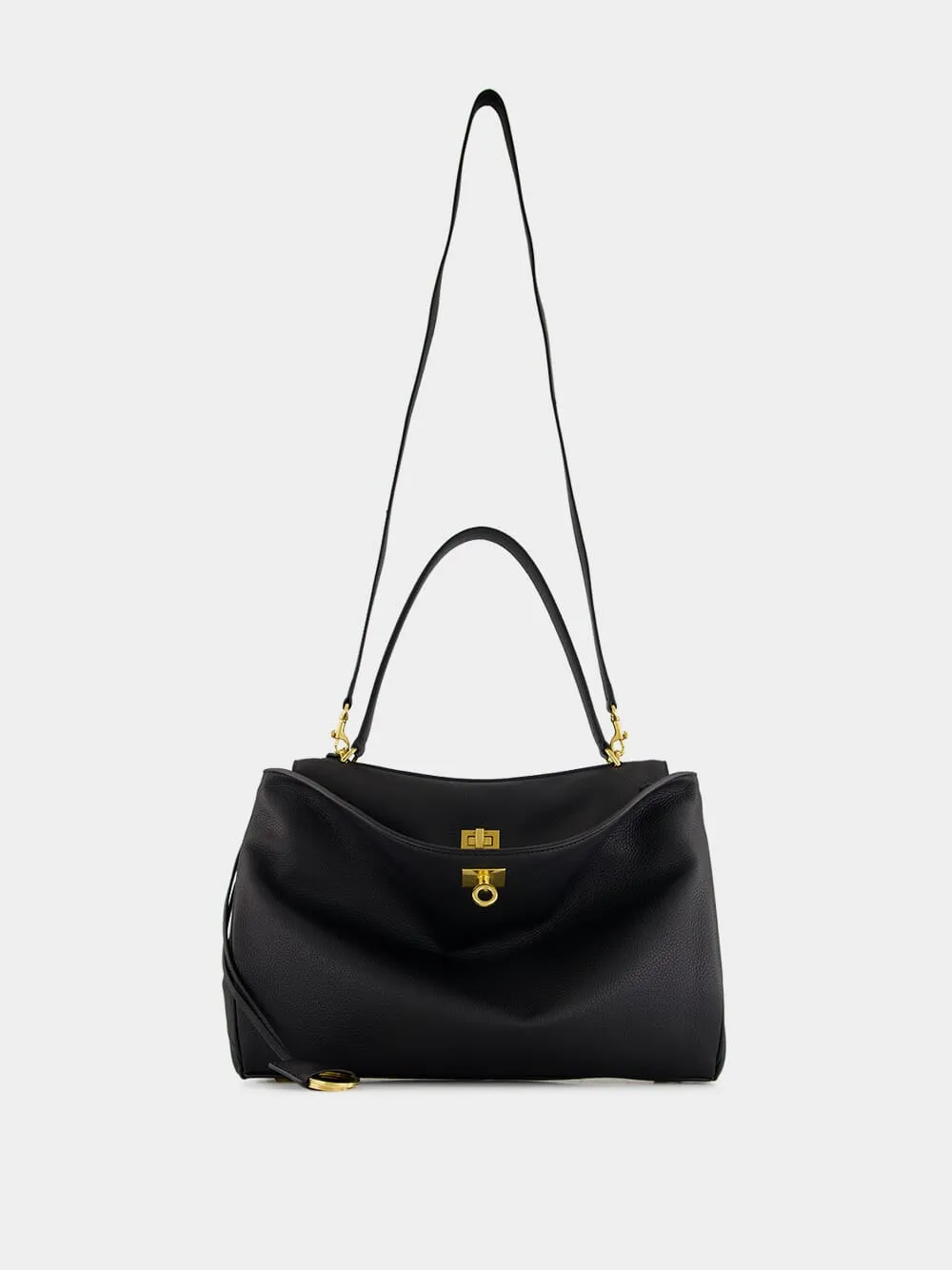 Black Medium Rodeo Grained Calfskin Handbag