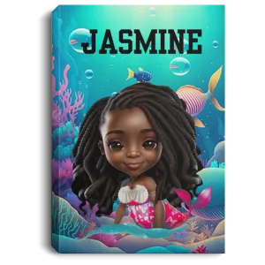 Black Mermaid  Portrait Canvas .75in Frame