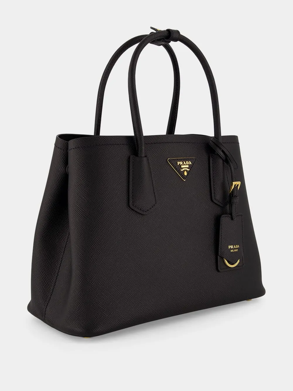 Black Small Saffiano Leather Double Bag