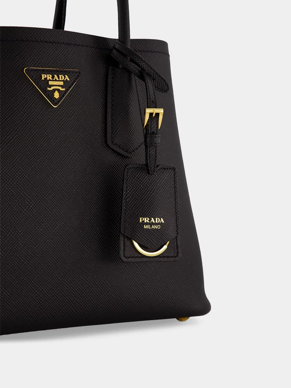 Black Small Saffiano Leather Double Bag