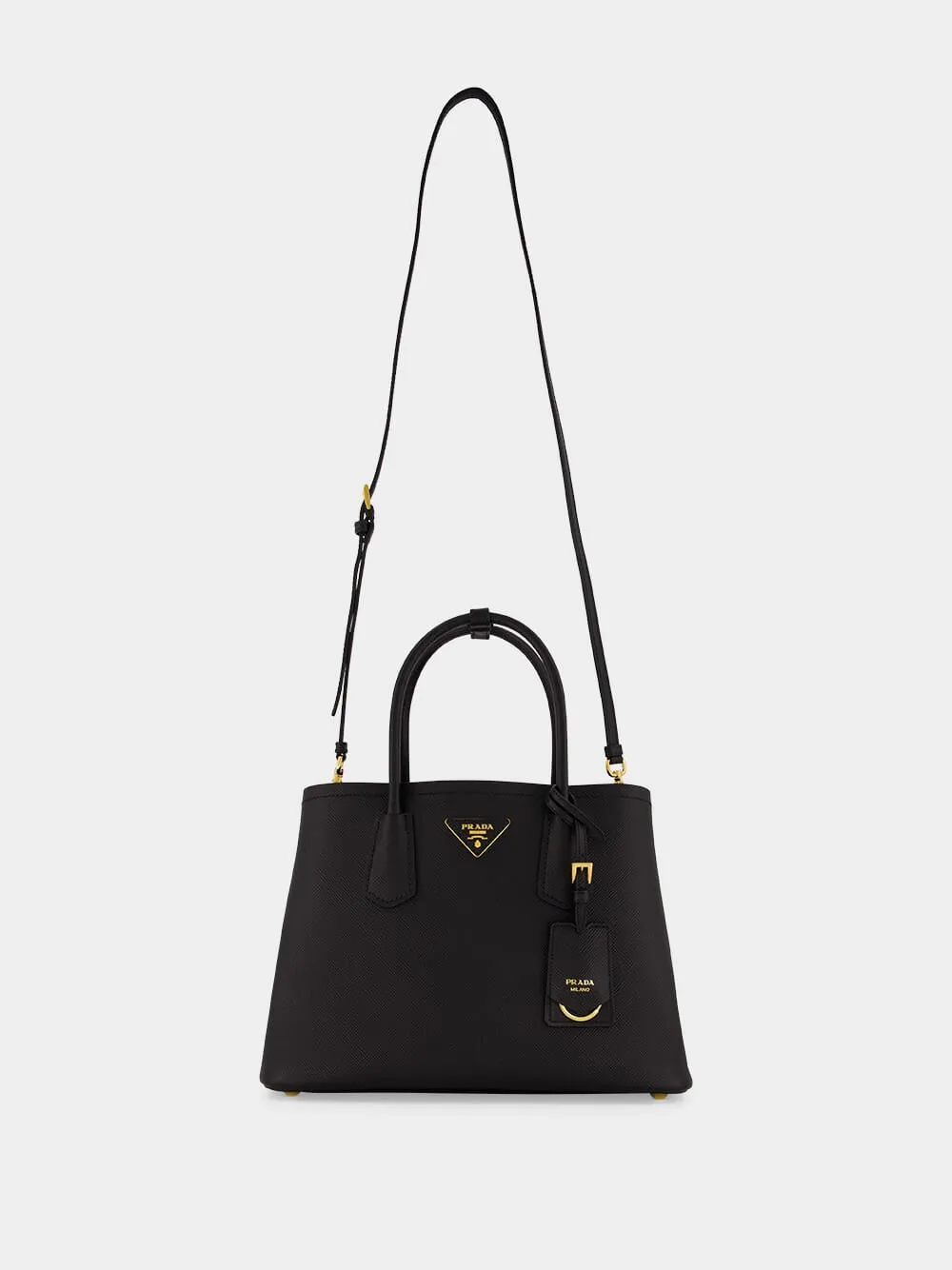 Black Small Saffiano Leather Double Bag
