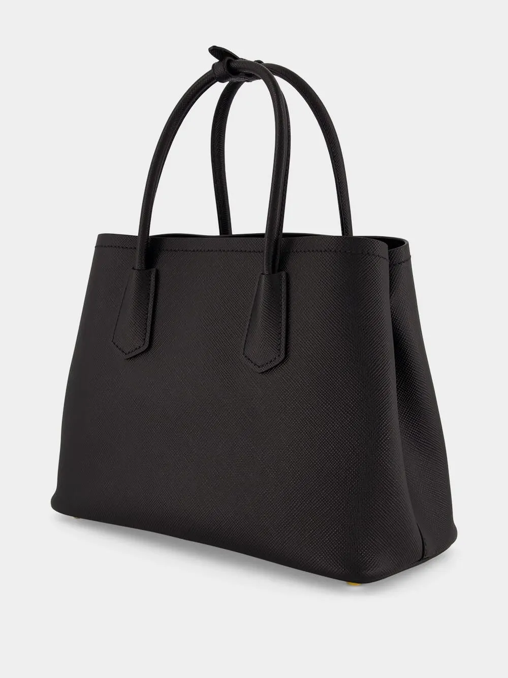 Black Small Saffiano Leather Double Bag