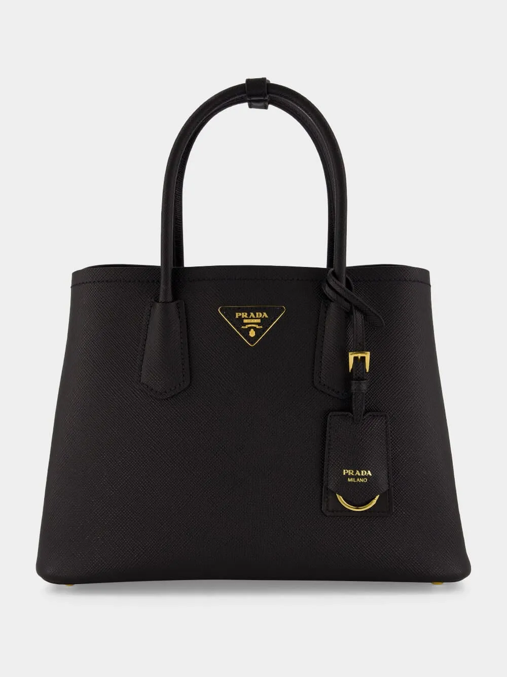 Black Small Saffiano Leather Double Bag