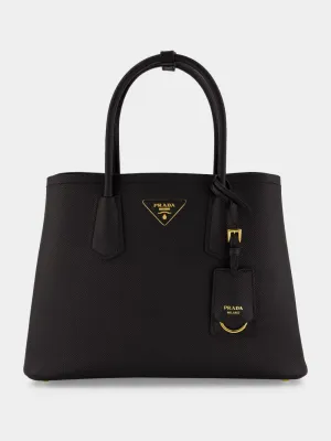 Black Small Saffiano Leather Double Bag
