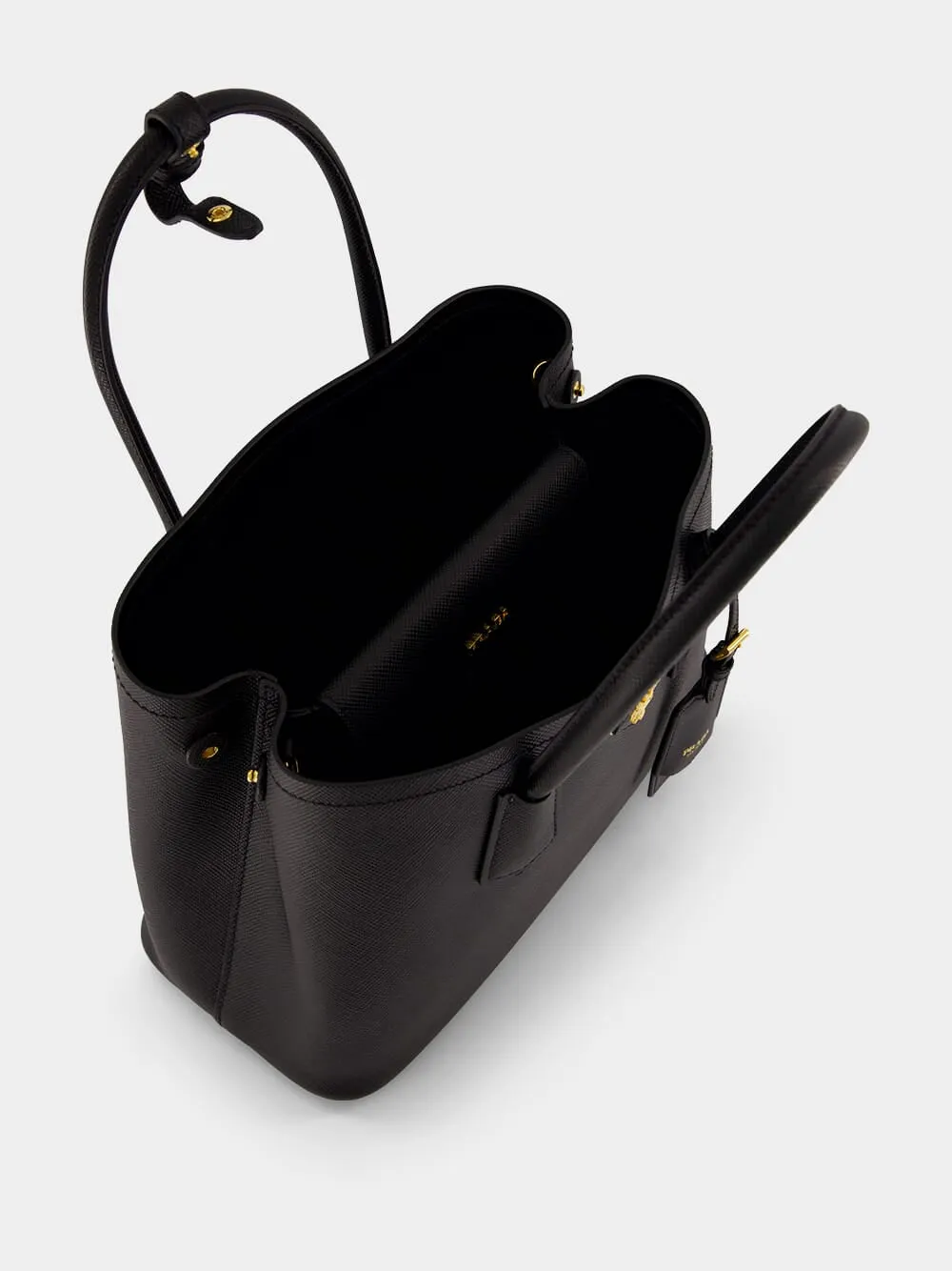 Black Small Saffiano Leather Double Bag