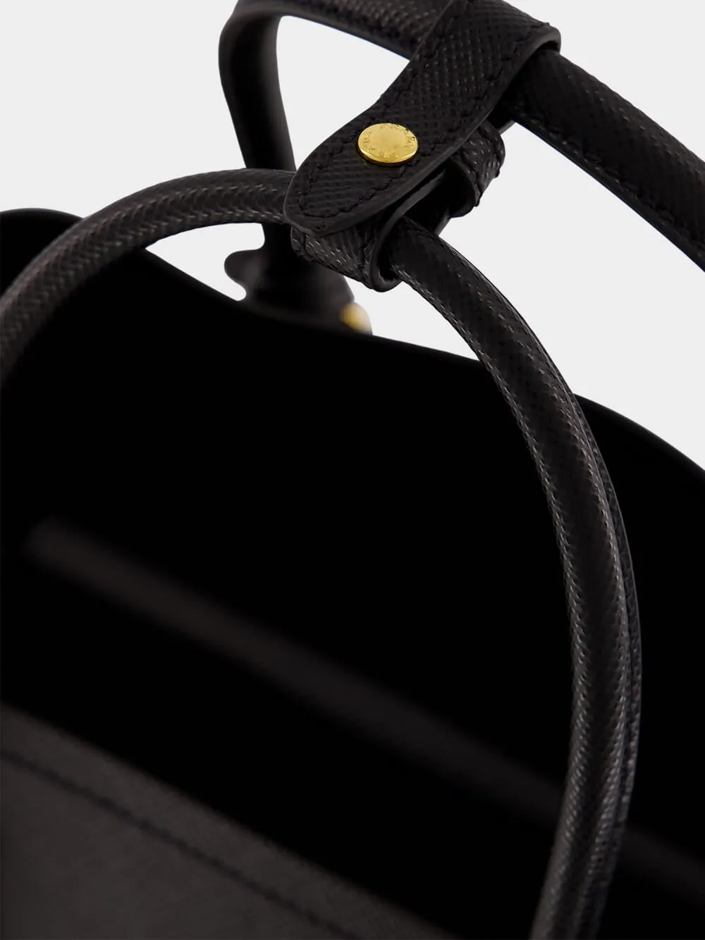 Black Small Saffiano Leather Double Bag