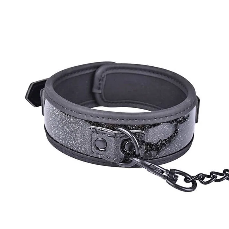 BLACK SPARKLE COLLAR and LEASH