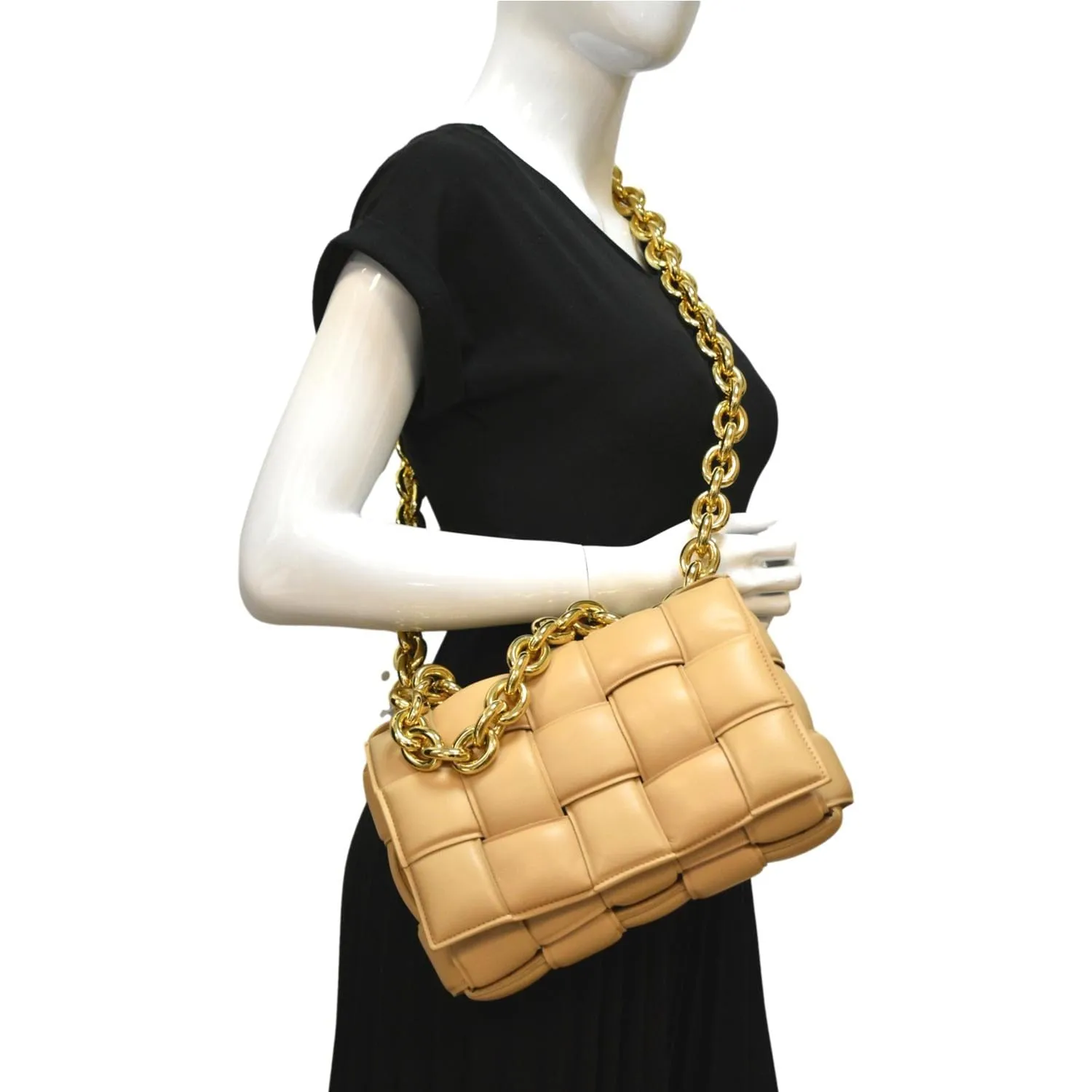 BOTTEGA VENETA Chain Cassette Padded Leather Crossbody Bag Caramel