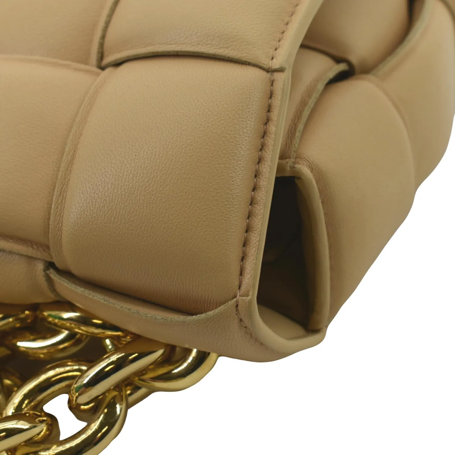 BOTTEGA VENETA Chain Cassette Padded Leather Crossbody Bag Caramel
