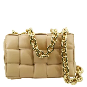 BOTTEGA VENETA Chain Cassette Padded Leather Crossbody Bag Caramel