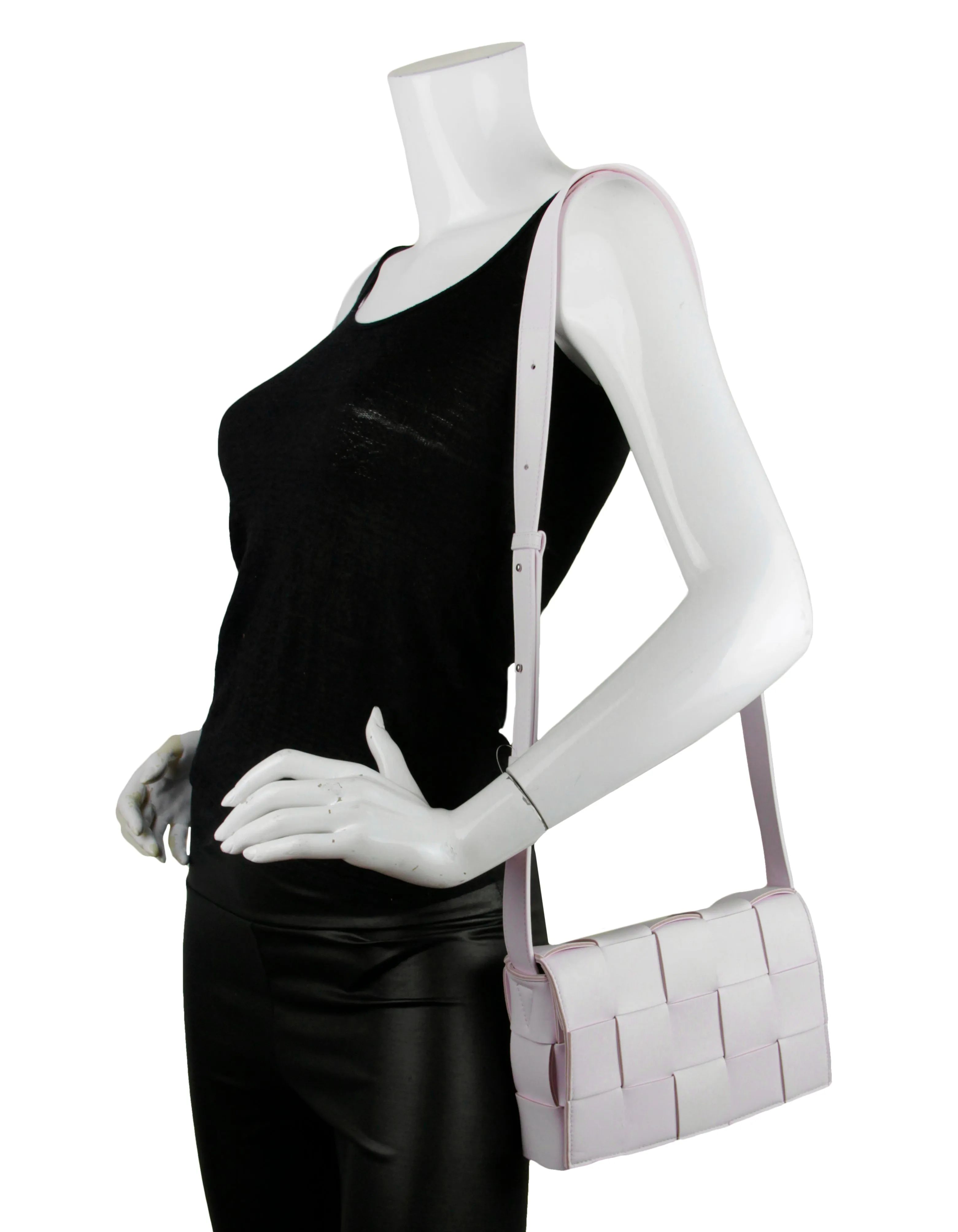 Bottega Veneta Pale Pink Lambskin Maxi Intrecciato Cassette Crossbody Bag