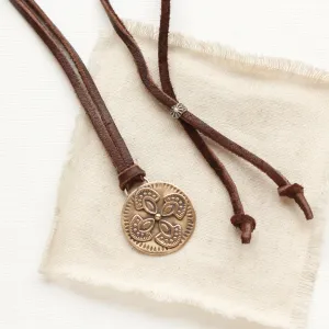 Bronze Wanderer Medallion Adjustable Leather Necklace
