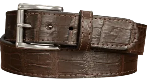 Brown American Alligator Leather Belt for Men: Max Thickness