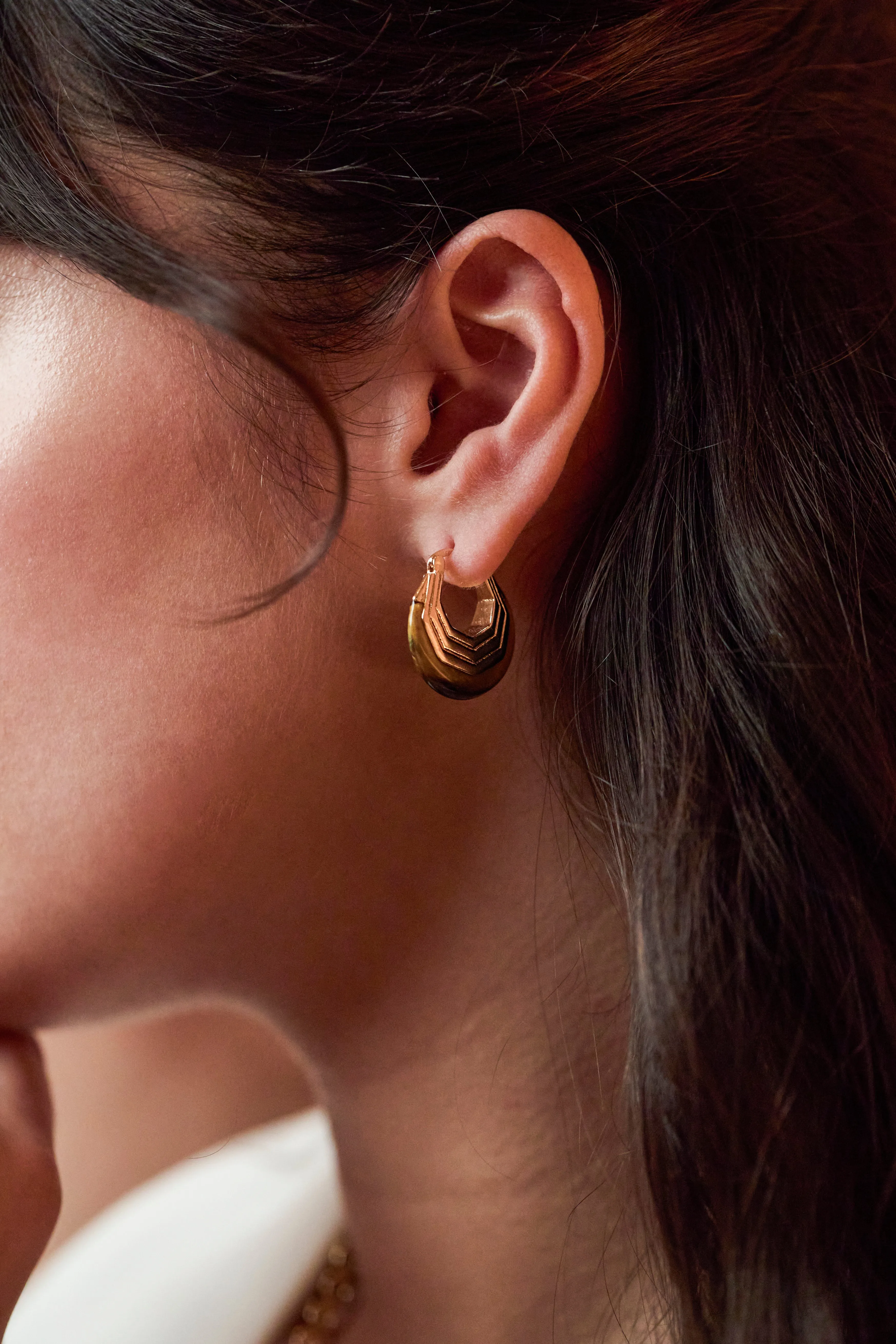 Brown Half Moon Hinge Hoops