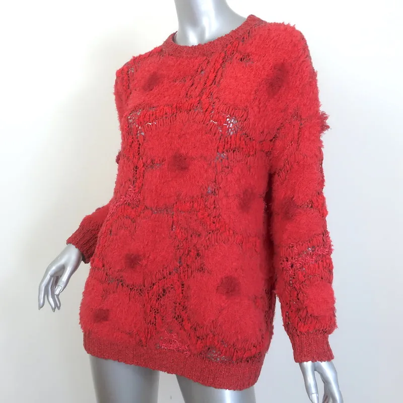 Brunello Cucinelli Floral Knit Sweater Red Size Small Crewneck Pullover