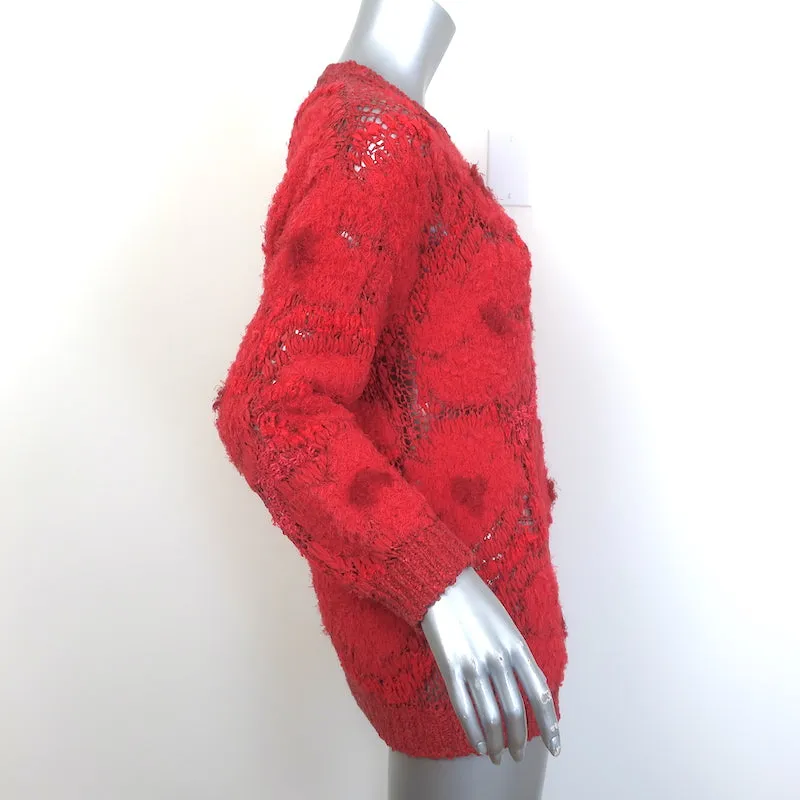 Brunello Cucinelli Floral Knit Sweater Red Size Small Crewneck Pullover