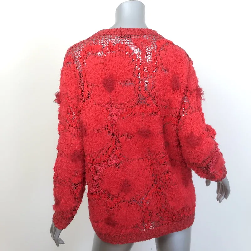 Brunello Cucinelli Floral Knit Sweater Red Size Small Crewneck Pullover