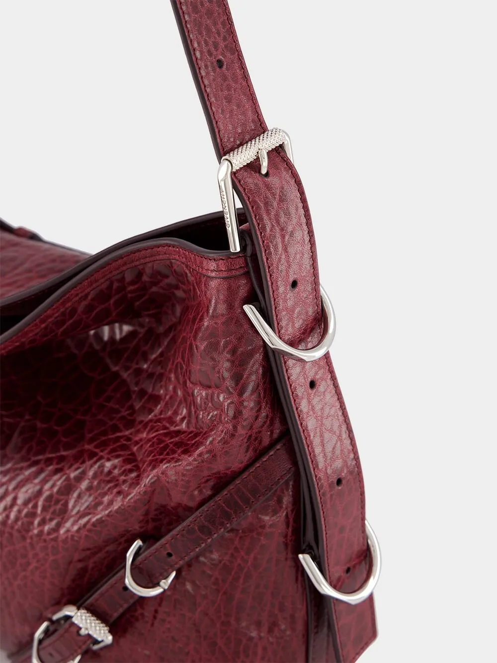 Burgundy Medium Voyou Leather Shoulder Bag