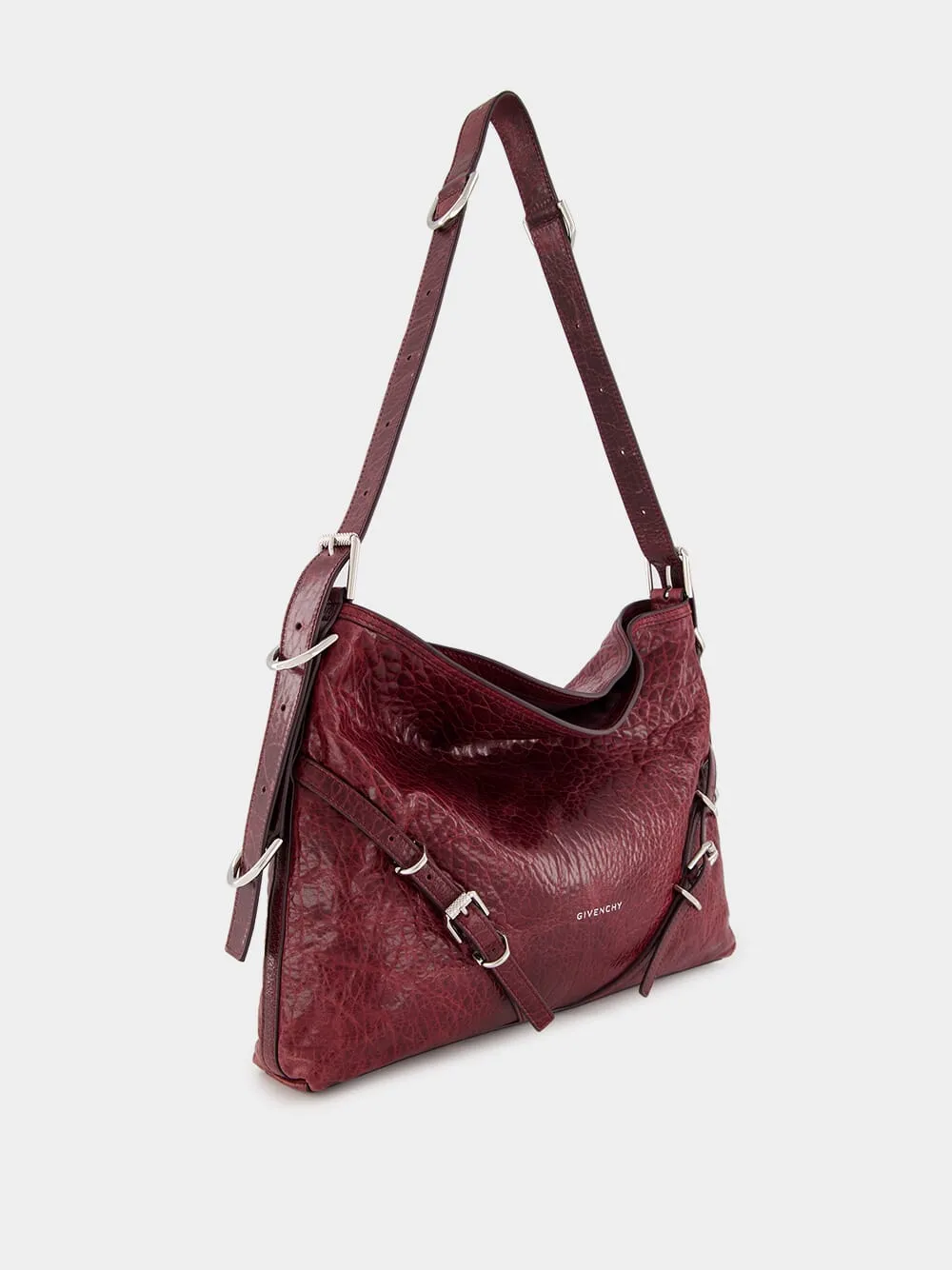 Burgundy Medium Voyou Leather Shoulder Bag