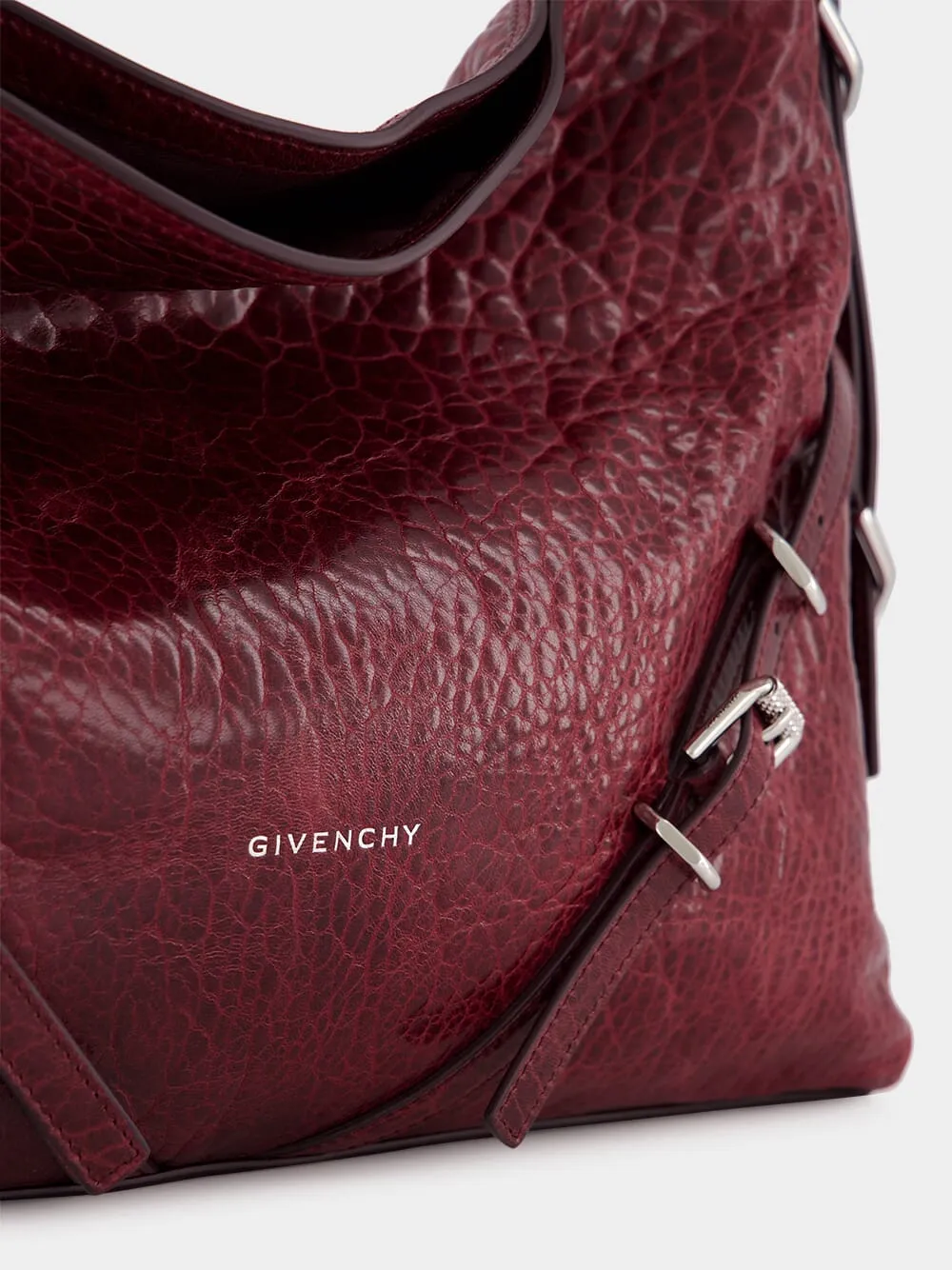 Burgundy Medium Voyou Leather Shoulder Bag