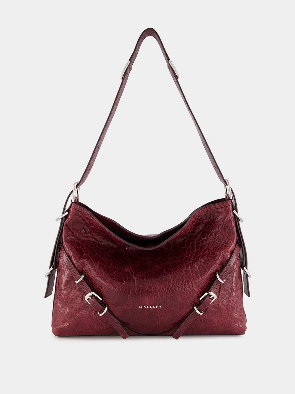 Burgundy Medium Voyou Leather Shoulder Bag
